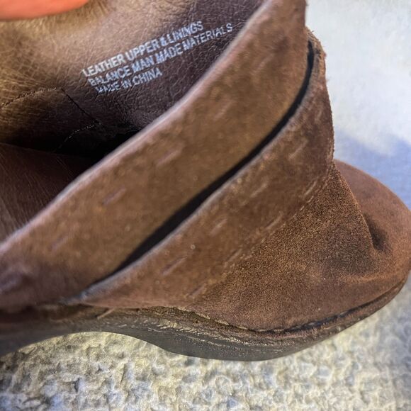 Born Leather Womens Shoes 8  Brown Mules Slip On Casual Wedge Heel - Picture 7 of 10